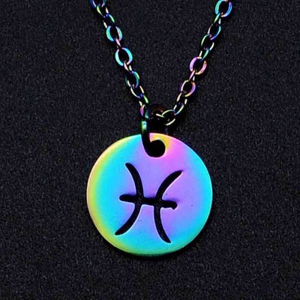 Rainbow Color Stainless Steel Constellation Pendant Necklace for Women