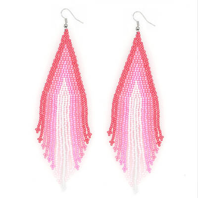 Bohemian Style Handmade Beaded Tassel Earrings for Women