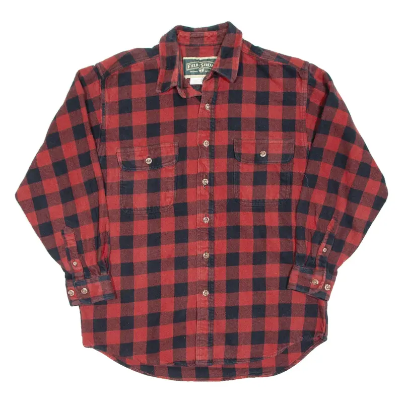 FIELD & STREAM Mens Flannel Shirt Red Check Long Sleeve M