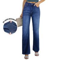 Sidefeel Women's Wide Leg Jeans Casual High Waisted Straight Zimbaplatinum Denim Pants with Pockets