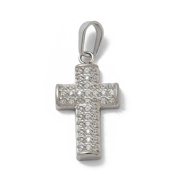 Ion Plating(IP) 304 Stainless Steel Micro Pave Cubic Zirconia Pendants