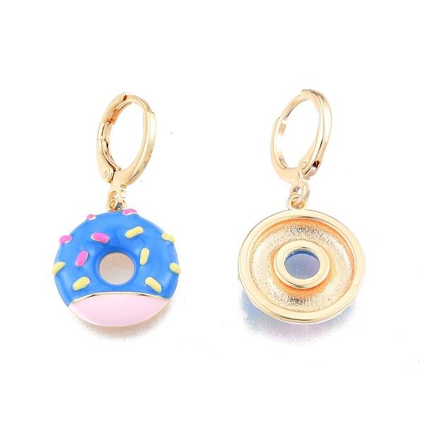 Enamel Donut Dangle Leverback Earrings