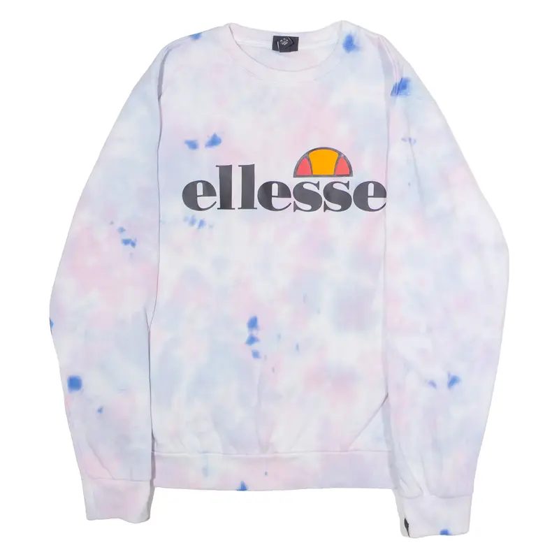 ELLESSE Tie Dye Womens Sweatshirt Pink Crew Neck UK 12