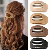 Solid Color Hair Clip, 4pcs Oval Acrylic Hair Clips Set for Women, No Trace Flat Large Hair Clip, Elegant Minimalist Frosted ...