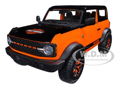 2021 Ford Bronco Badlands Orange and Black Harley Davidson H-D Custom Series 1/24 Diecast Model Car by Maisto