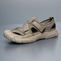 Outdoor sandals, fashionable mesh ultra fiber casual men's shoes, one foot lazy shoes, beach shoes