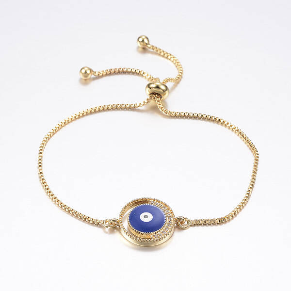 Adjustable Brass Micro Pave Cubic Zirconia Slider Bracelets