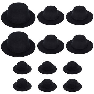BENECREAT 12Pcs 3 Styles Black Mini Formal Hats