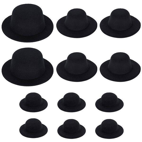 BENECREAT 12Pcs 3 Styles Black Mini Formal Hats