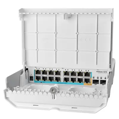 CRS318-1Fi-15Fr-2S-OUT Mikrotik netPower 15FR An outdoor 18-Ports Cloud Router Switch with 15 Reverse PoE Ports and SFP