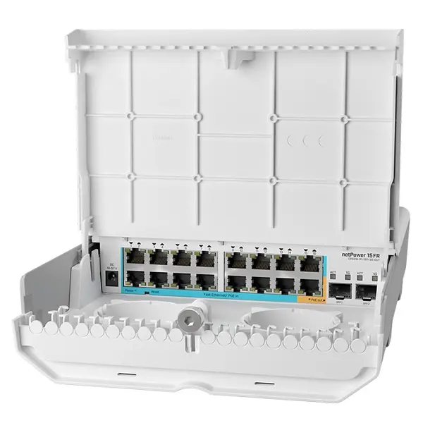 CRS318-1Fi-15Fr-2S-OUT Mikrotik netPower 15FR An outdoor 18-Ports Cloud Router Switch with 15 Reverse PoE Ports and SFP