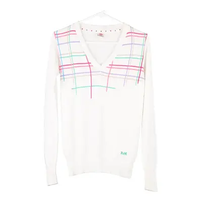 Franklin & Marshall V-neck Jumper - Large White Cotton Blend