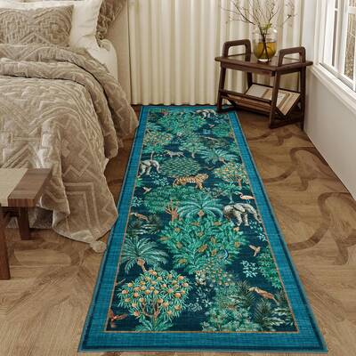 Garvee Jungle Animal Print Kitchen Rug 2x6 Non Slip Ultra Thin Low Pile TPE Rubber Backing Machine Washable Indoor Entryway H...
