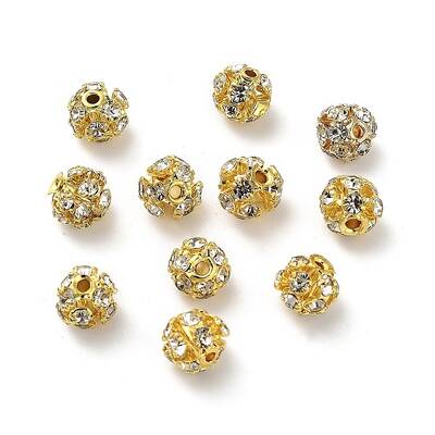 6mm Brass Crystal Rhinestone Beads