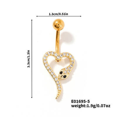 Shiny Brass Crystal Rhinestone Belly Button Rings