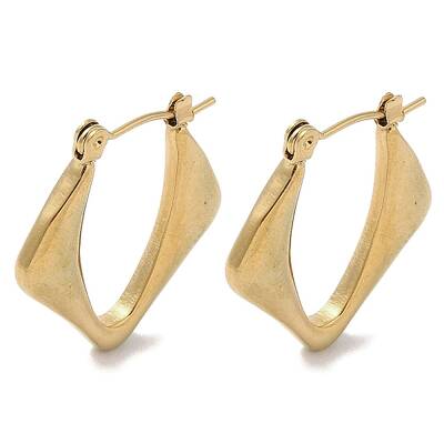 Rhombus 201 Stainless Steel Half Hoop Earrings for Women