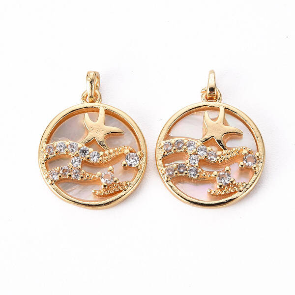 Brass Micro Pave Clear Cubic Zirconia Charms