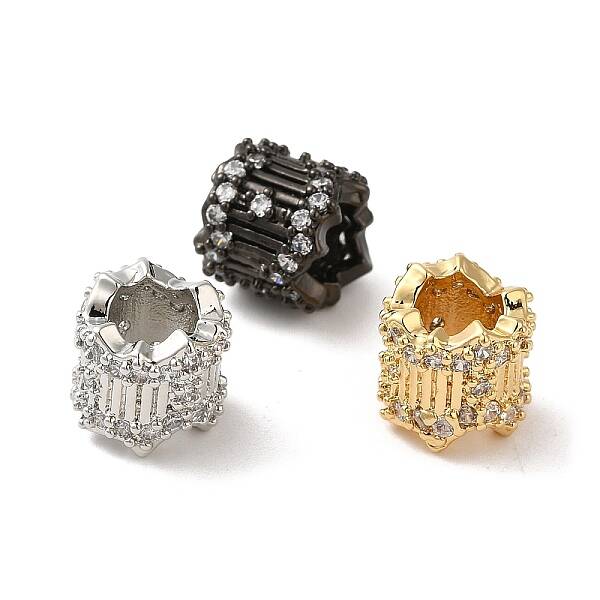 Rack Plating Brass Micro Pave Cubic Zirconia Beads