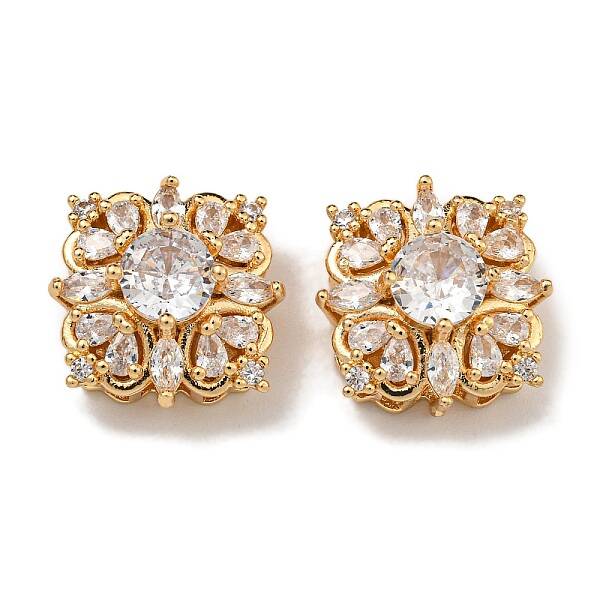 Brass Micro Pave Cubic Zirconia Beads