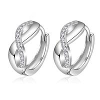 Zircon 925 Silver Female Earring 8 Shaped Infinity Eternal Endless Small Earrings for Women Her Gift