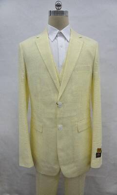 Seersucker-2BV Yellow - Mens Modern Fit Suit