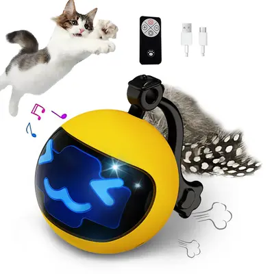 Interactive cat Toys for Indoor Cats, Cat Ball Toys/Kitten Toys with Remote Control & LED Rainbow Lights, Fun Tracker, Automa...