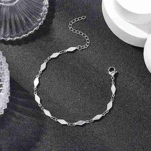 304 Stainless Steel Rhombus Link Chain Bracelets for Women