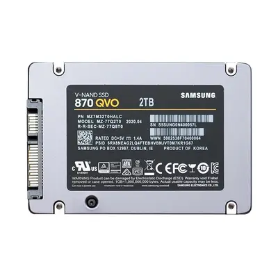 MZ-77Q2T0B Samsung 870 QVO Series 2TB 2.5-inch 6GB/s SATA 2GB Cache V-NAND 4bit MLC (QLC) Solid State Drive