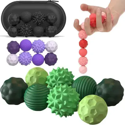 Silicone Ball set, Multifunction 8/12 Counts/set fideting Relax Toy with Elastic Texture,Assorted colors, stress Reief Toys f...