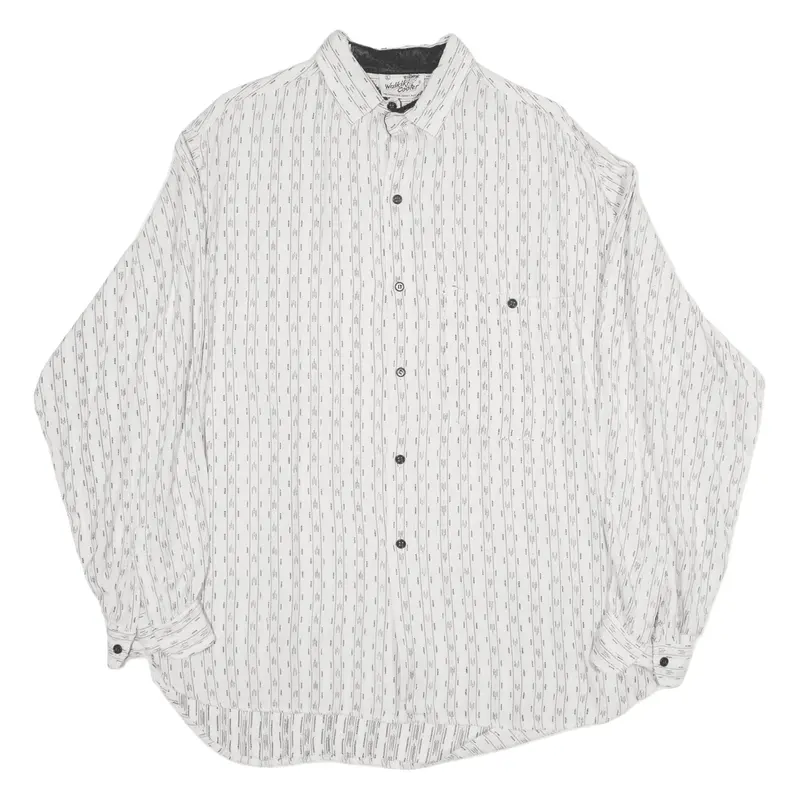 WAIKIKI COOLER Shirt White Striped Long Sleeve Mens L