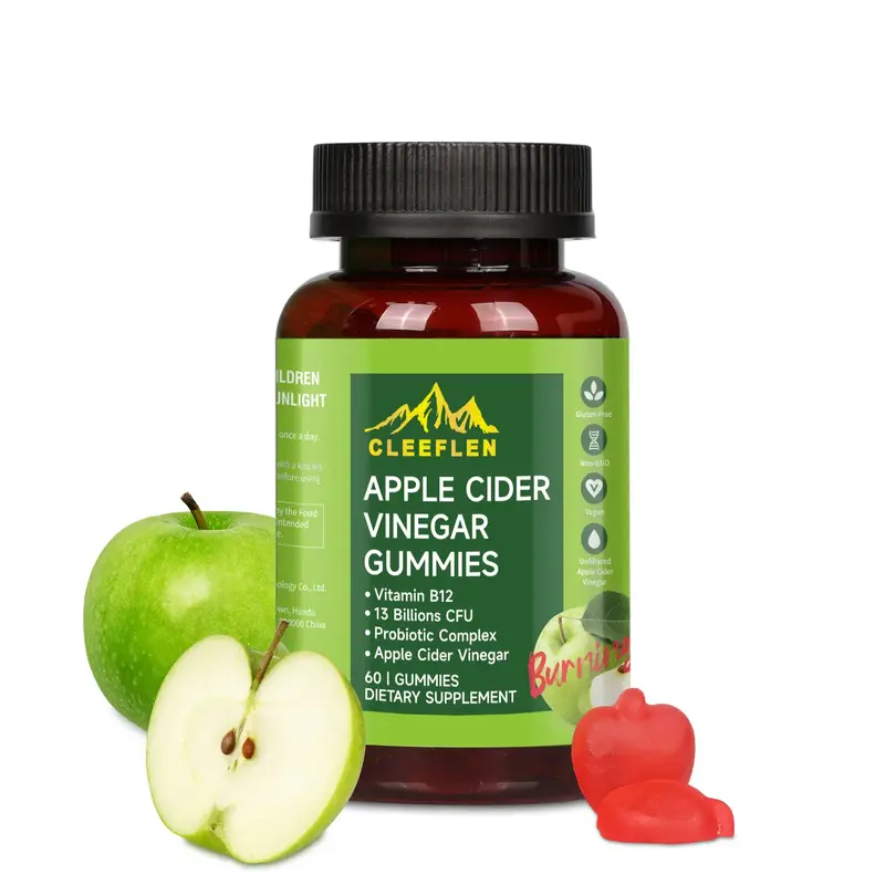 CLEEFLEN Apple Cider Vinegar Gummies, with Vitamin B12 and Probiotics, Supports Digestive Health, Detox Cleanse, Immune Boost...