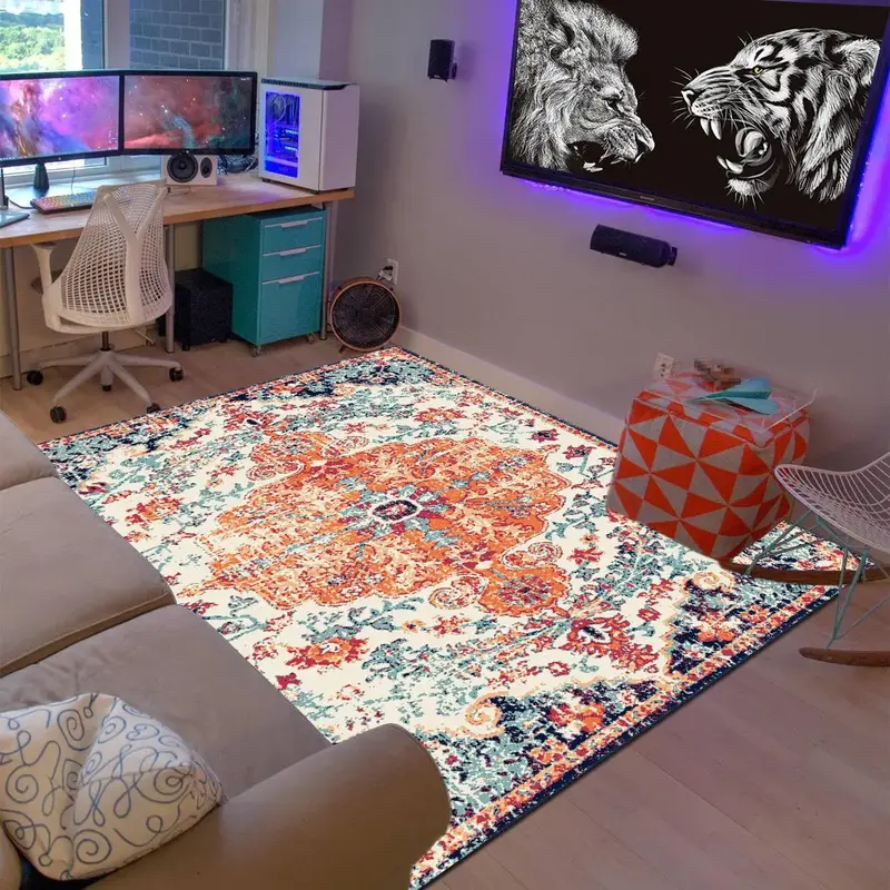 Creative Pattern Large Rug, 1 Count Soft Home Decoration Kitchen Rug with Skid-proof Backing, Cool Bedroom Accessories, Room ...