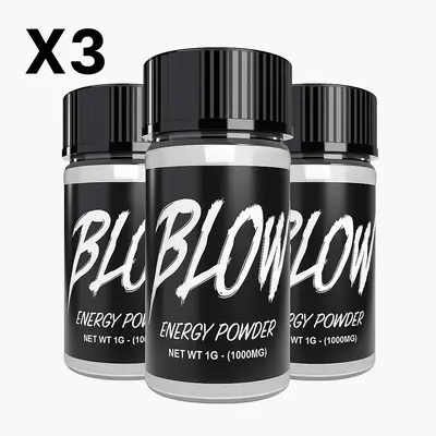 Blow Energy - 1g -  3 Pack - 400mg Caffeine Per Container - Pre-Workout Powder Energy Supplement for Fitness  - Rapid Energy ...