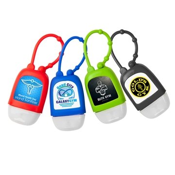 75 Customized Hand Sanitizer with Silicone Strap - 1oz & Portable