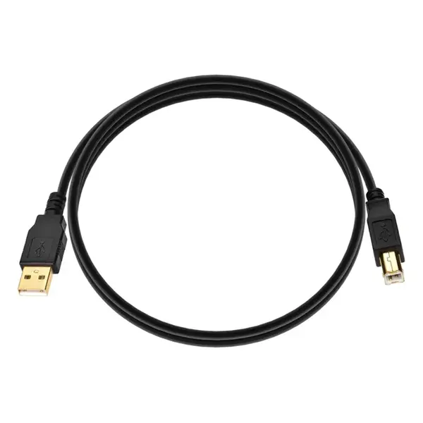 5437 Monoprice USB-A to USB-B 2.0 Cable 28/24AWG Gold Plated Black 3ft