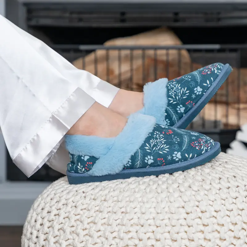Paw Print Faux Fur Lined Indoor/Outdoor Slipper Shoes - Paws Galore™ - 7