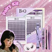 B&Qaugen Fairy Manga Lash Kit l Ultra-Thin Invisible Band 144pcs Individual Lashes, C-Curl for Springtok DIY Lash Extension, ...