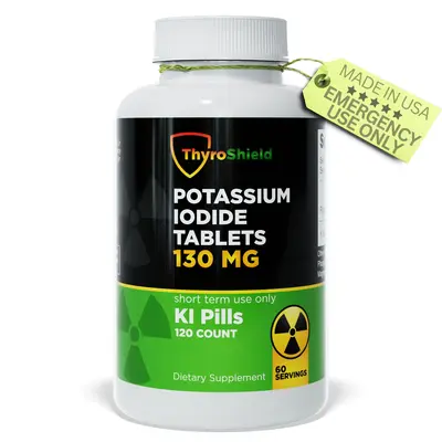 ThyroShield Potassium Iodide Tablets 130 mg | Emergency Survival Potassium Iodine Tablets for Radiation Protection Supplement...