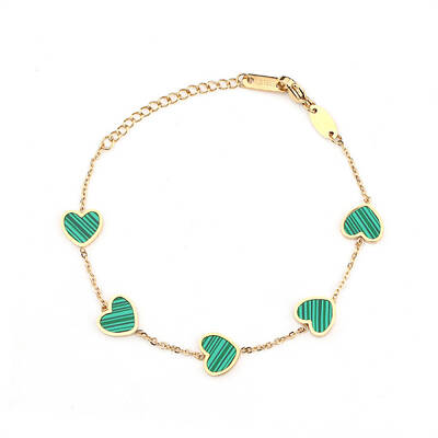 Green Heart Shaped Micro Pave Zirconia Charm Bracelets
