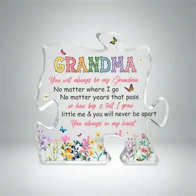 Acrylic Puzzle Grandma Statue, 1 Count/9 Counts Transparent Home Decoration, Summer Gift, Creative Gift For Grandma