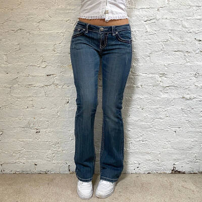 L.A. Idol Embroidered Jeans - 32W UK 10 Blue Cotton