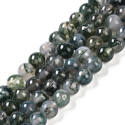 Natural Moss Agate Bead Strands