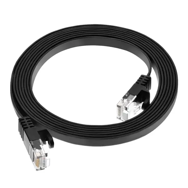 40884 Monoprice Cat6 Ethernet Patch Cable FLEXboot Flat Snagless RJ45 550MHz UTP Pure Bare Copper 30AWG 7ft Black