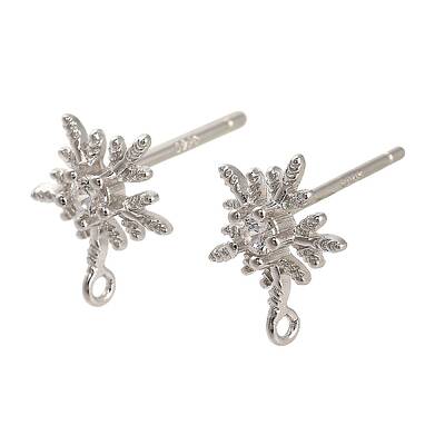 Rhodium Plated 925 Sterling Silver Ear Stud Findings