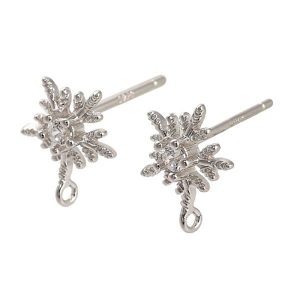 Rhodium Plated 925 Sterling Silver Ear Stud Findings