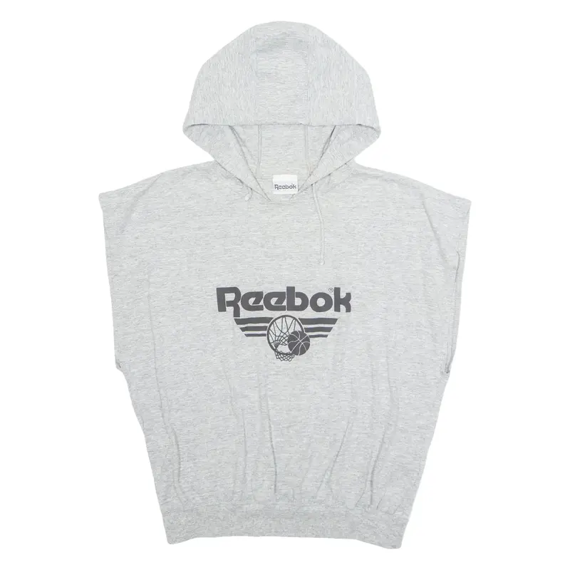 REEBOK Sleeveless Mens Grey Hoodie M