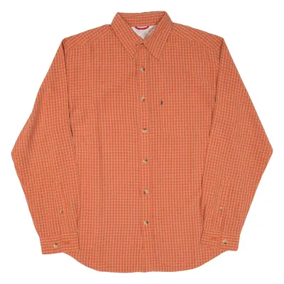 THE NORTH FACE Mens Shirt Orange Check Long Sleeve S