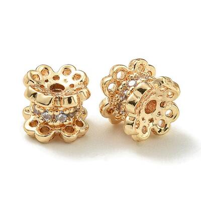 Rack Plating Brass Micro Pave Cubic Zirconia Beads