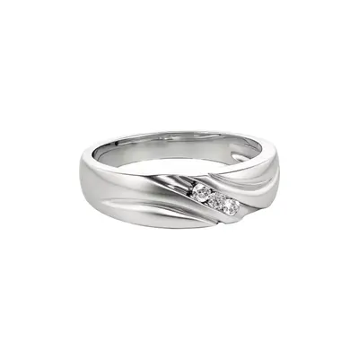 10K White Gold 0.06CT.T.W Round Cut Diamond Custom Ring for Men 3EX IGI Certified