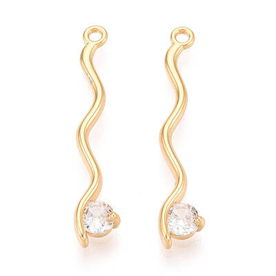 Brass Micro Pave Clear Cubic Zirconia Pendants